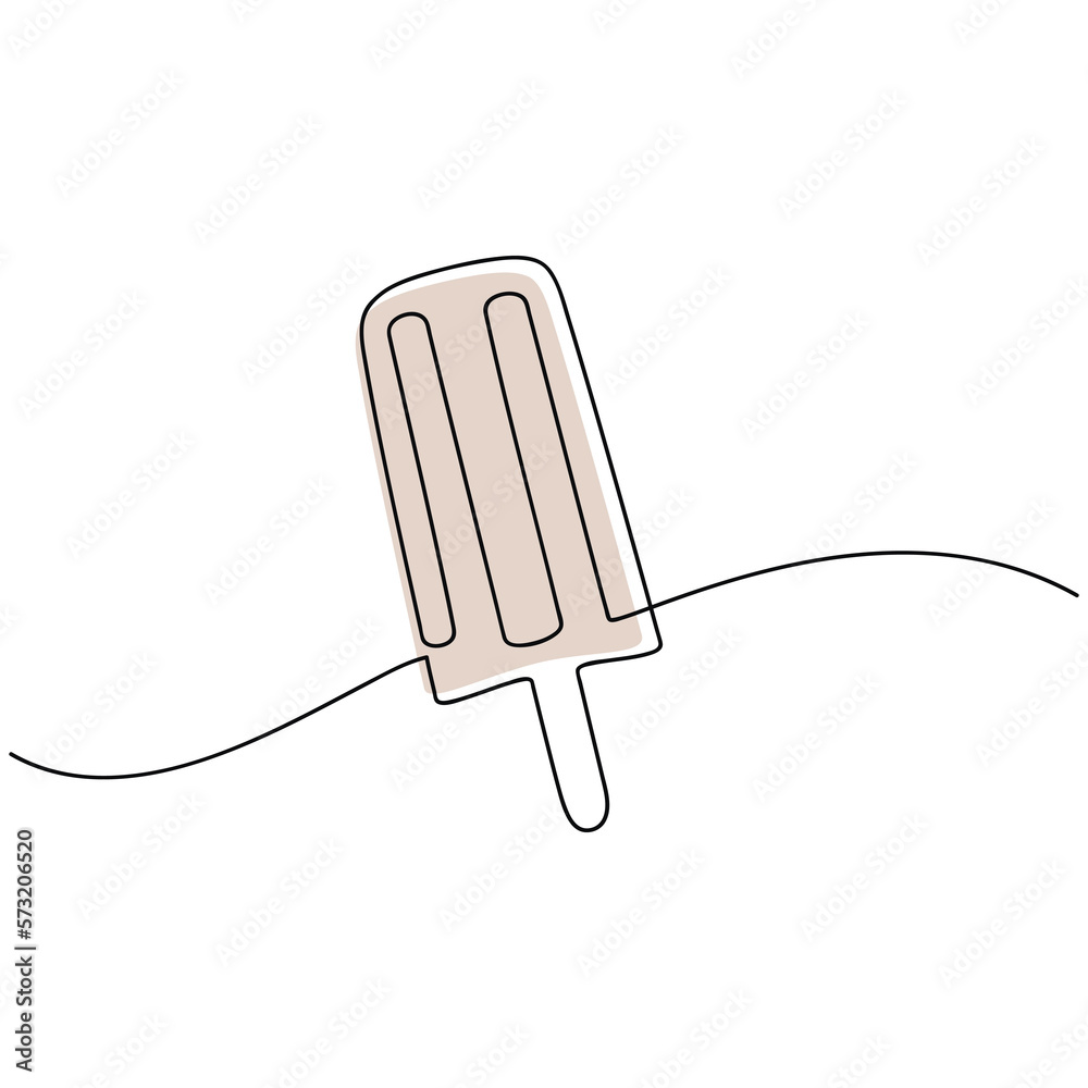 Ice cream popsicle stick vector one line continuous drawing ...