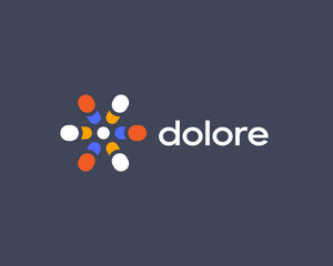 Poster - Abstract logo from dots or circles. Molecule logotype. Creative science technology energy vector sign. Vector illustration.