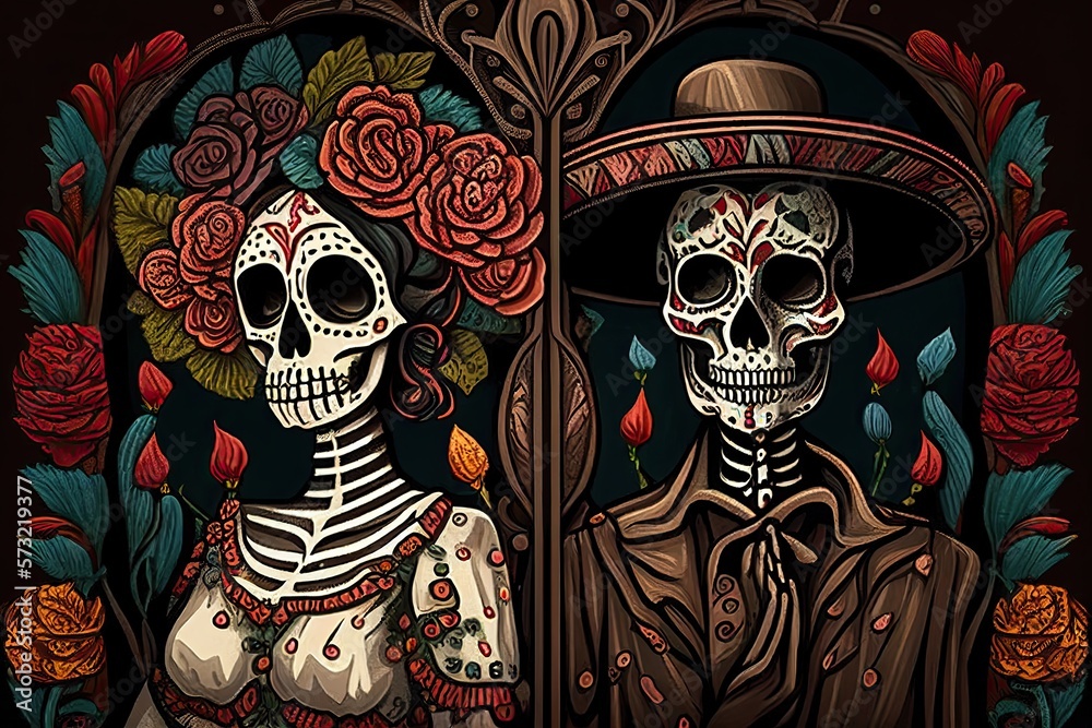 Dia De Los Muertos Background Day of the Dead Art Decoration, Bones ...