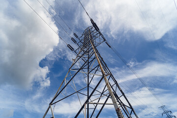 Structure pattern view of high voltage pole power transmission tower