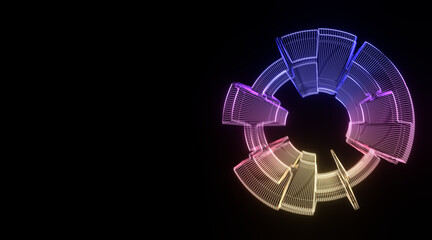 Poster - Futuristic colorful sphere of lines. Network connection big data. Abstract technology background. Place for text. 3d rendering.