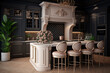 © Ivy - Stylish cozy kitchen island in luxury house. Idea for interior design. AI