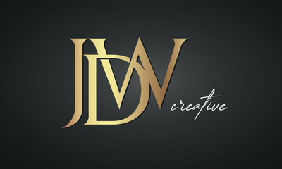 Wall Mural - luxury letters JDW golden logo icon premium monogram, creative royal logo design