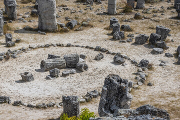 Sticker - Circle of power in Pobiti Kamani area of famous rock formations, Bulgaria