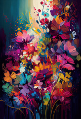 Sticker - Vivid colors like blooming wildflowers form stunning abstract art