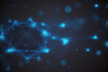 Poster - blue technology abstract background of connection network. peculiar ai generative image.