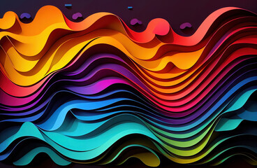 Wall Mural - Abstract layered background with colorful gradient. Ai generative