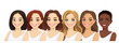 © Volha Hlinskaya - Multiethnic women, different female faces vector illustration isolated on white background
