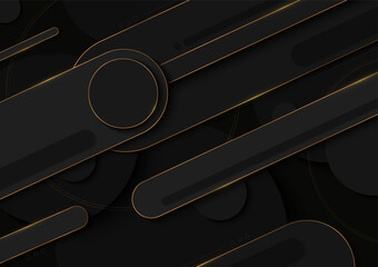 Poster - abstract black line template luxury with gold glitters decoration style. modern style template artwo