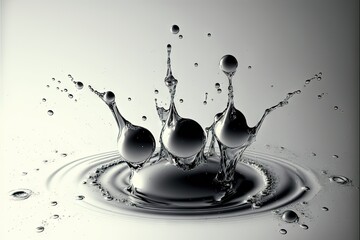 Wall Mural - Falling drops of water. Splash effect after collision a falling drops with water Surface