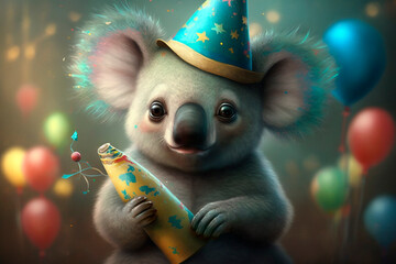 Wall Mural - Koala is having a carnival party AI generated Content