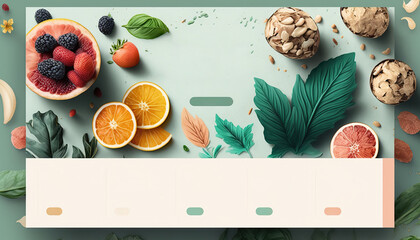 Healthy lifestyle web or landing page design template. Modern website user interface layout. Wellness internet banner mockup. AI generative image.