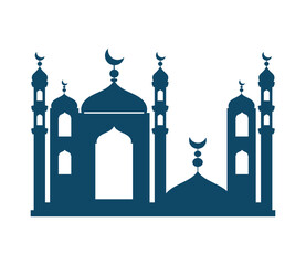 Wall Mural - muslim mosque blue silhouette