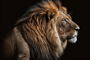 Wall Mural - lion king isolated on black background generative ai