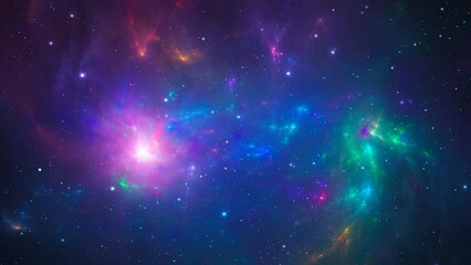 Wall Mural - space background. fly through colorful nebula with star field. digital animation