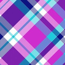 Seamless Pattern Of Colorful Tartan Plaid. Repeatable Background With Check Fabric Texture. Brightly Colored Diagonal Plaid Fabric Background.