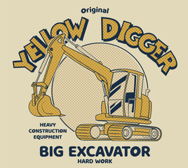 excavator drawing vector toy slogan kids graphic