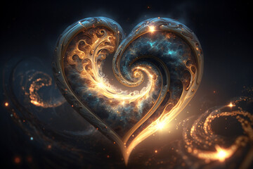 Wall Mural - Beautiful fantasy abstract concept of a heart, Generative AI
