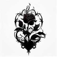 Wall Mural - Gothic rose tattoo - By Generative AI