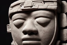 Illustration, Mayan Stone Carving, AI Generated Image. Generative AI