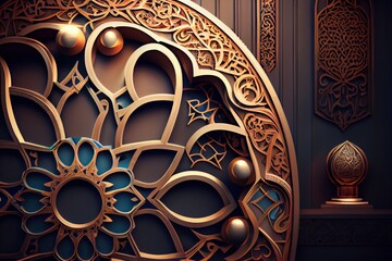 Wall Mural - Beautiful Islamic Background. Created with Generative AI Technology