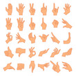 Hands poses. Female hand holding and pointing gestures.