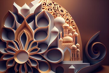 Wall Mural - Beautiful Islamic Background. Created with Generative AI Technology