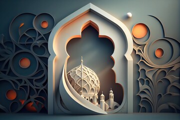 Wall Mural - Beautiful Islamic Background. Created with Generative AI Technology