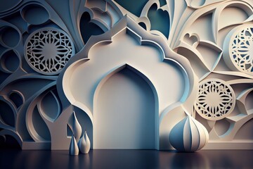 Wall Mural - Beautiful Islamic Background. Created with Generative AI Technology