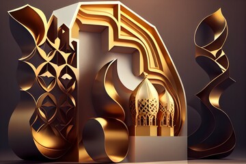 Wall Mural - Beautiful Islamic Background. Created with Generative AI Technology