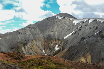 Wall Mural - Panoramic Of Magnificent Grey Volcanic Mountains Iceland