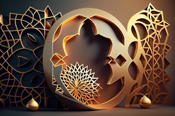 Wall Mural - Beautiful Islamic Background. Created with Generative AI Technology