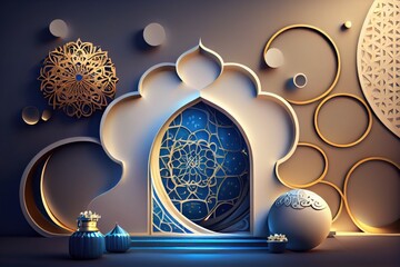 Wall Mural - Beautiful Islamic Background. Created with Generative AI Technology