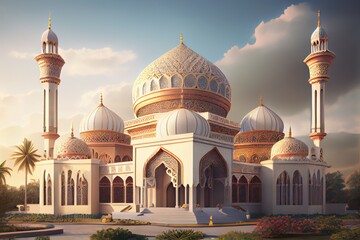 Wall Mural - Beautiful Islamic Background. Created with Generative AI Technology