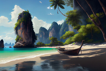 most beautiful place in railay west, thailand, costa rica, realistic. generative ai