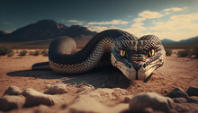  Python Snake On Desert Generative AI