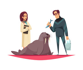 Sticker - Walrus In Dolphinarium Composition