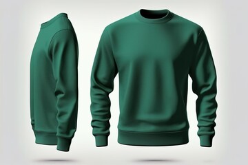 Blank sweatshirt for men template, green color clothing