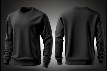 Wall Mural - Blank sweatshirt for men template, black color clothing