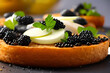 Luxury caviar lavish food with some bread.