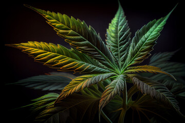 Aufkleber - Beautiful abstract illustrations cannabis leaf with lights on a bright bokeh background.