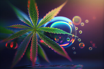 Aufkleber - Beautiful abstract illustrations cannabis leaf with lights on a bright bokeh background.
