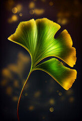 Poster - Beautiful abstract illustrations Ginkgo biloba leaf with lights on a bright bokeh background. 