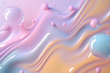 Abstract wavy liquid background in purple colors. Glosy fluid flow with curved waves. Foil vibrant color liquid surface.