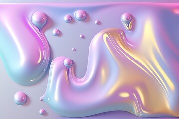 Wall Mural - Abstract wavy liquid background in purple colors. Glosy fluid flow with curved waves. Foil vibrant color liquid surface.