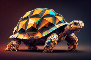 Poster - Beautiful abstract surreal geometric tortoise concept, contemporary colors and mood social background. 