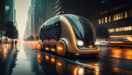 Sticker - Futuristic concept car in the city, generative ai