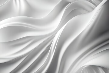 Wall Mural - Elegant white silk satin material background. Silver smooth fabric with curved pattern.
