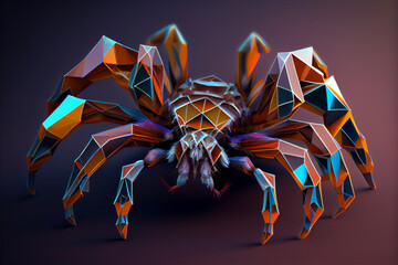 Aufkleber - Beautiful abstract surreal geometric tarantula concept, contemporary colors and mood social background