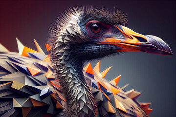Aufkleber - Beautiful abstract surreal geometric emu, ostrich concept, contemporary colors and mood social background